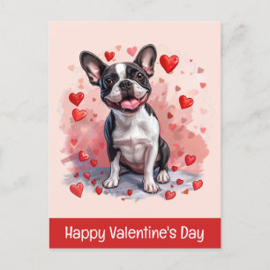 Happy Valentines Day Boston Terrier Dog Postcard