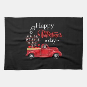 Happy Valentine's Day Boston Terrier Dog Tea Towel