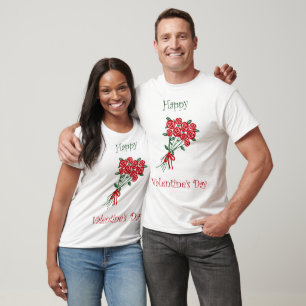 Happy Valentines Day Bouquet Of Red Flowers T-Shirt