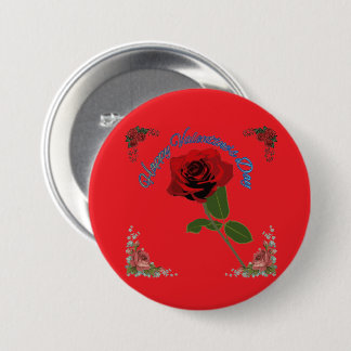 Happy valentine's day bright red 7.5 cm round badge