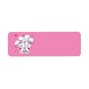 Happy Valentine's Day Bunnies Return Address Label