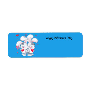 Happy Valentine's Day Bunnies Return Address Label