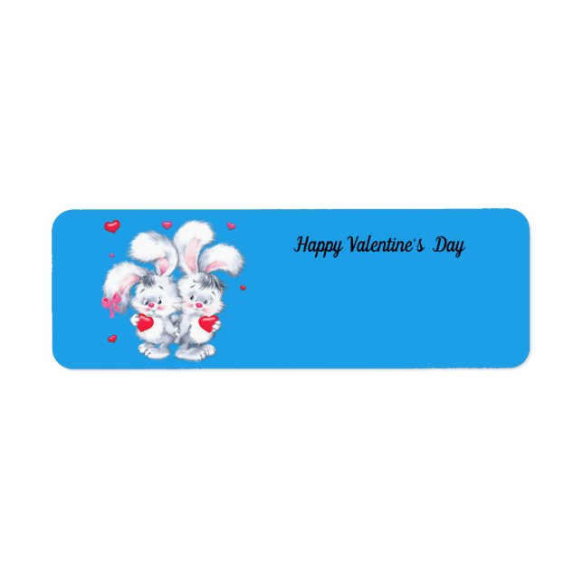 Happy Valentine's Day Bunnies Return Address Label (Front)