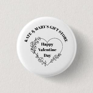 Happy Valentine's Day Business Name  3 Cm Round Badge