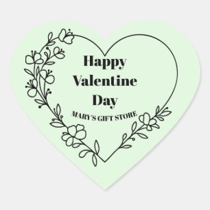 Happy Valentine's Day Business Name  Classic Round Heart Sticker