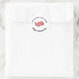 Happy Valentine's Day Business Name Classic Round Sticker