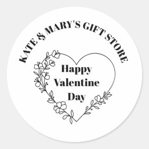 Happy Valentine's Day Business Name Classic Round Sticker