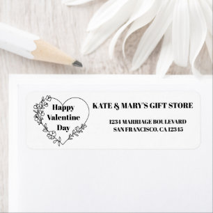 Happy Valentine's Day Business Name Website Return Address Label
