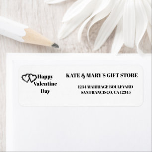 Happy Valentine's Day Business Name Website Return Address Label