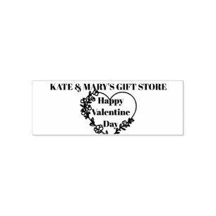 Happy Valentine's Day Business Name Website Self-inking Stamp