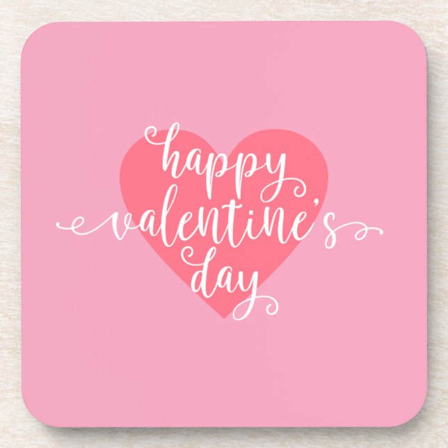 Happy Valentine's Day Calligraphy | Coaster (Front)