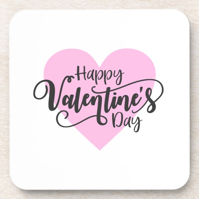 Happy Valentine's Day Calligraphy | Coaster (Front)