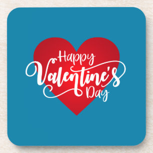 Happy Valentine's Day Calligraphy   Coaster