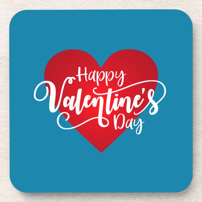 Happy Valentine's Day Calligraphy | Coaster (Front)