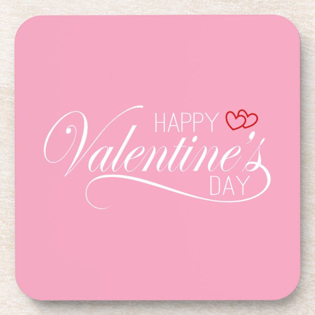 Happy Valentine's Day Calligraphy | Coaster (Front)