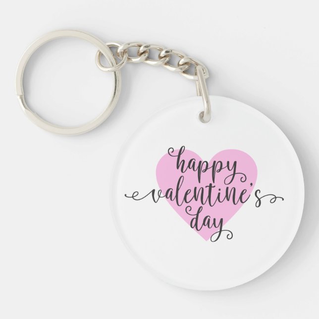 Happy Valentine's Day Calligraphy | Keychain (Front)