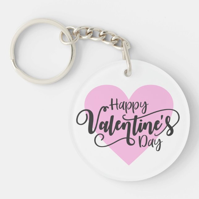 Happy Valentine's Day Calligraphy | Keychain (Front)