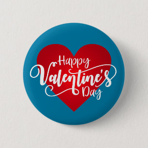 Happy Valentine's Day Calligraphy Pin Button