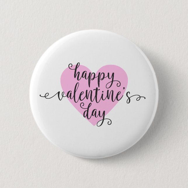 Happy Valentine's Day Calligraphy | Pin Button (Front)