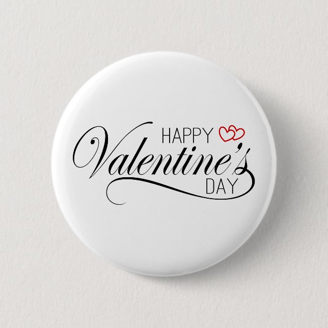 Happy Valentine's Day Calligraphy | Pin Button (Front)