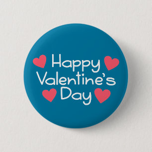 Happy Valentine's Day Calligraphy Pin Button