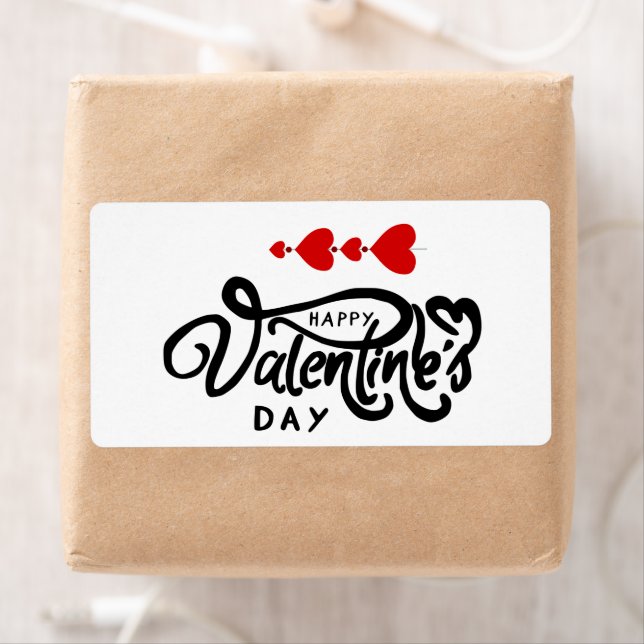 Happy Valentines Day calligraphy Red Hearts Arrows (Insitu)