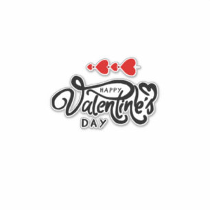 Happy Valentines Day calligraphy Red Hearts Arrows