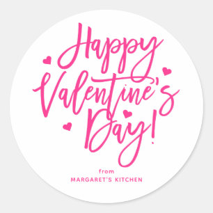 Happy Valentine's Day Calligraphy Script Classic Round Sticker