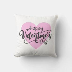Happy Valentine's Day Calligraphy Throw Pillow