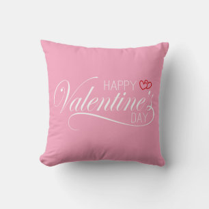 Happy Valentine's Day Calligraphy   Throw Pillow