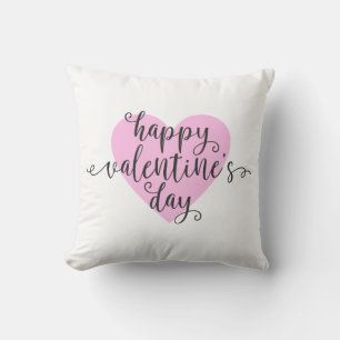 Happy Valentine's Day Calligraphy Throw Pillow