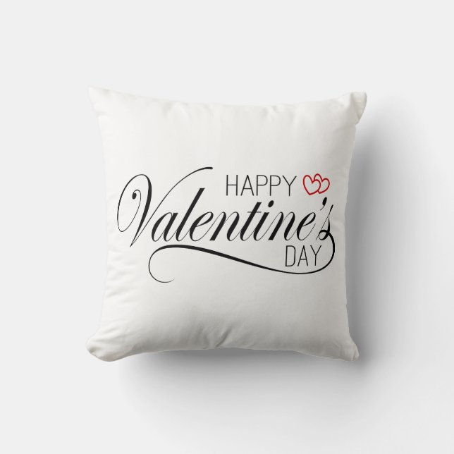 Happy Valentine's Day Calligraphy | Throw Pillow (Front)