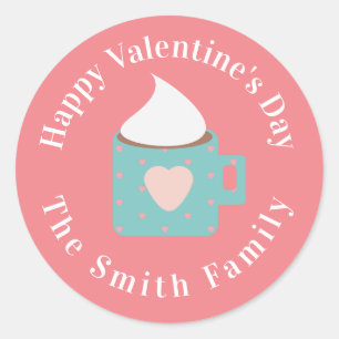 Happy Valentines Day Camp Fire Chocolate Classic Round Sticker