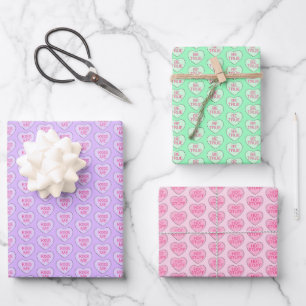 Happy Valentine's Day Candy Conversation Hearts Wrapping Paper Sheet