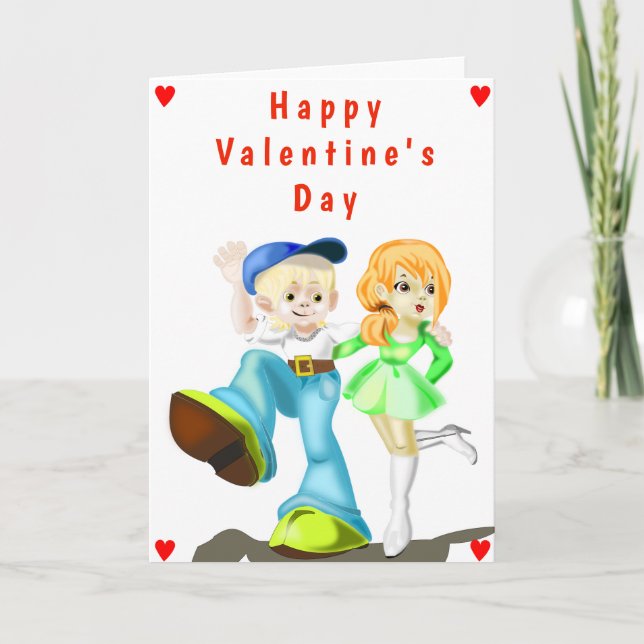 Happy Valentine's Day Card Couple Love - Painting (Front)