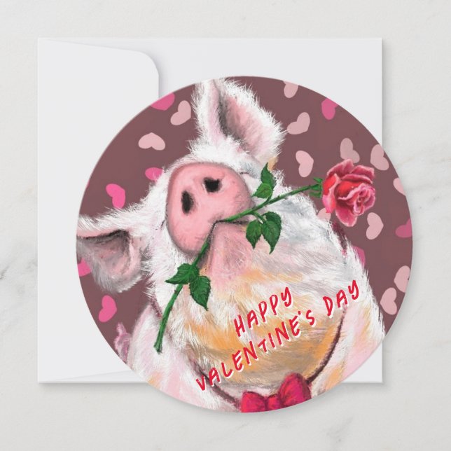 Happy Valentine's Day Card Funny Gentleman Pig (Front)