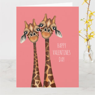 Happy Valentines Day Card - Loving Giraffes