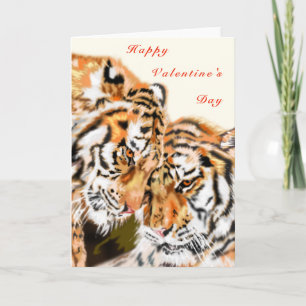 Happy Valentine's Day Card with Couple Tigers Hug