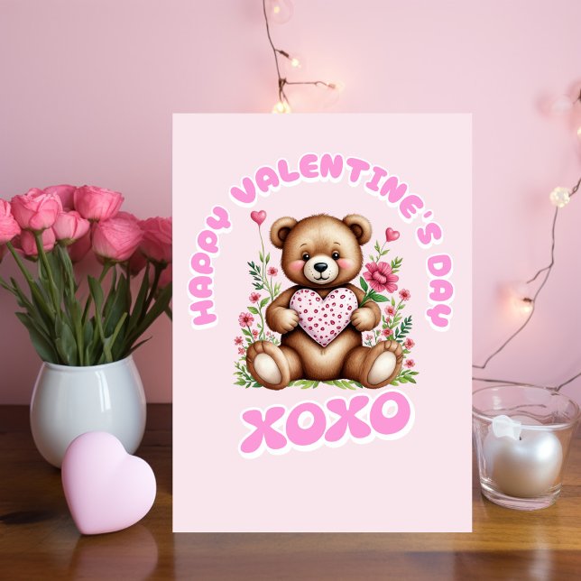 Happy Valentine's Day Card with Cute Teddy Bear (Creator Uploaded)