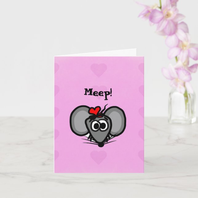 Happy Valentine's Day Card with Miki the Mouse (Orchid)