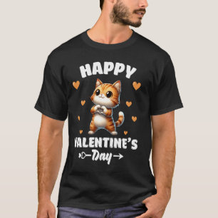 Happy Valentines Day Cat Animal Lover Hearts T-Shirt