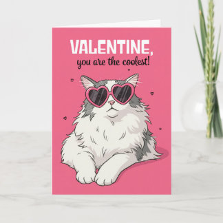 Happy Valentines Day Cat in Heart Glasses Holiday Card