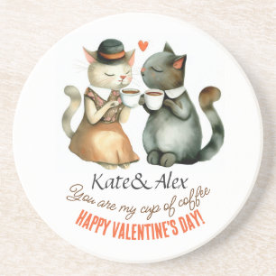 Happy Valentine's Day Cats Coaster
