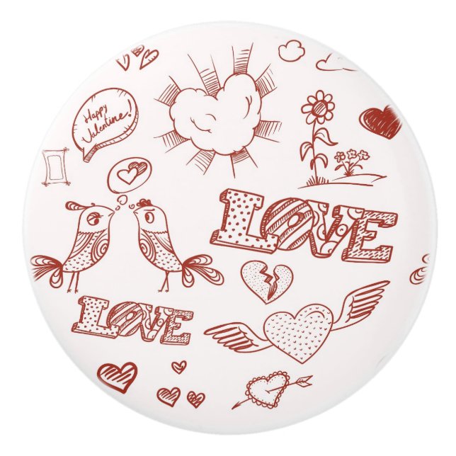 Happy Valentine's Day Ceramic Knob (Front)