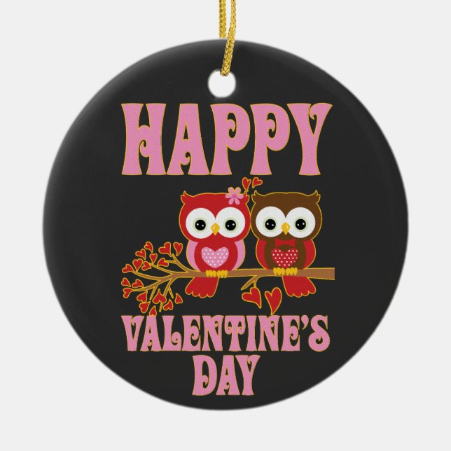 Happy Valentine's Day Ceramic Ornament (Front)