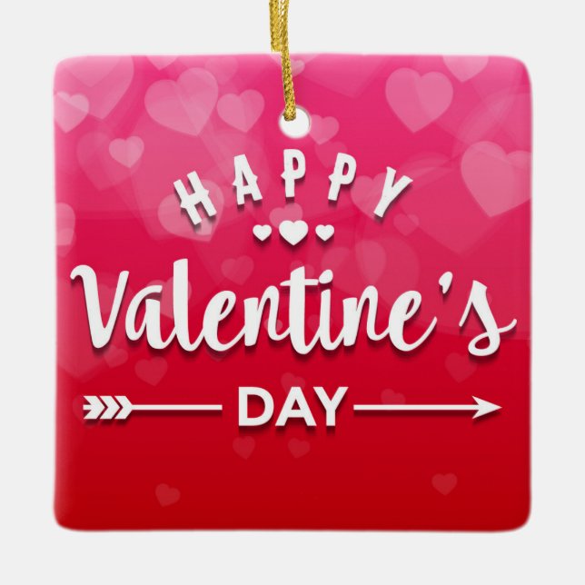 Happy Valentine's Day Ceramic Ornament (Front)