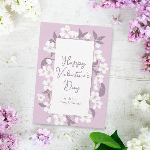 Happy Valentine's Day Chic Custom Pink Floral Card