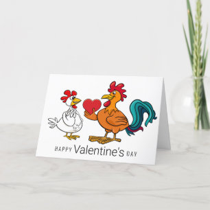 Happy Valentine's Day   Chicken Couple Thank You Card