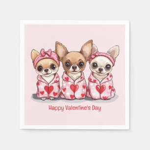 Happy Valentines Day Chihuahua Dogs Napkin