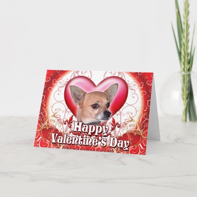 Happy Valentines Day Chihuahua Holiday Card (Front)